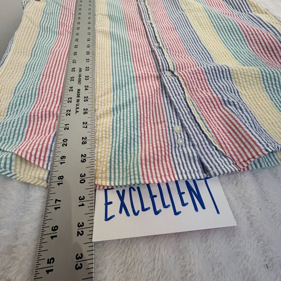 Faconnable Mens Multicolor Striped Seersucker Long Sleeve Shirt Medium Cotton - Picture 8 of 8